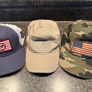 Set of Three American Flag Caps